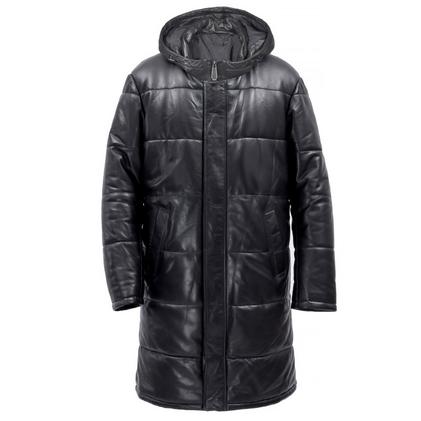 Кожаный пуховик Lambi black (арт 1321)